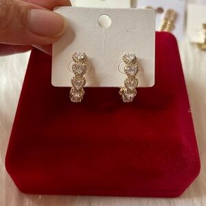 Elegant Rose Gold Filled Heart Semi Hoop Earrings